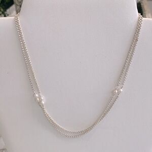 30” Sterling Silver Chain and Pearl Necklace